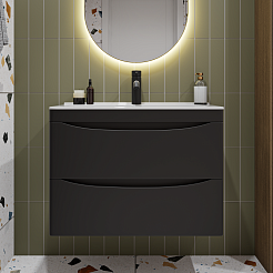 Vivon Тумба под раковину Ostin 70 подвесная черная матовая – фотография-1